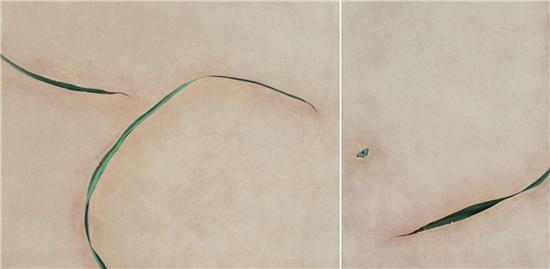 《風草逗碟圖》100x80cm+60x80cm 布面丙烯 2017