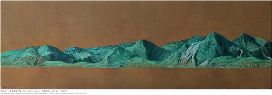 《未名山·青綠研究方案NO.2》120×40㎝ 布面丙烯 2018